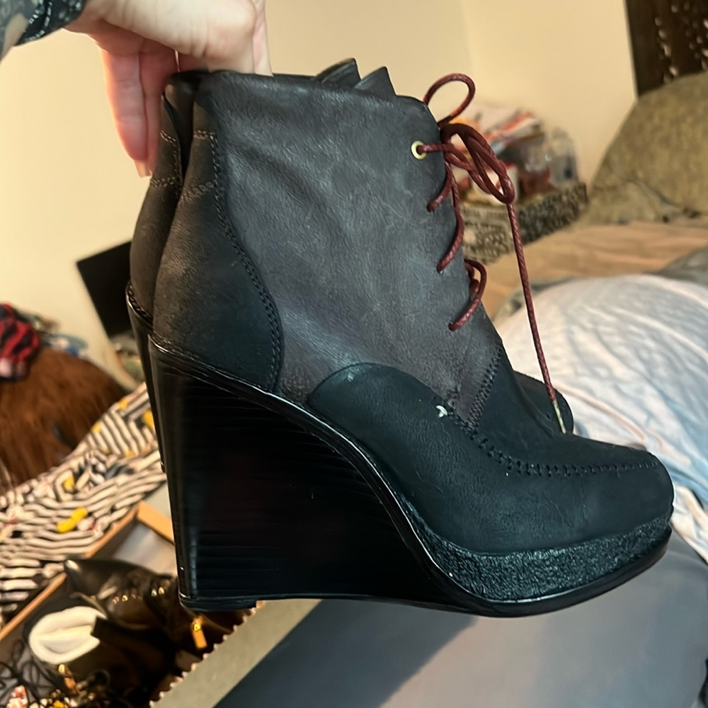 RAG & BONE Two Tone Derby Suede Leather Wedge Bootie Dolgan Women’s 38 US 8